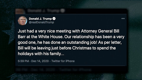 AG William Barr Resigns, To Be Gone By Christmas