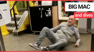 McDonald's customer loses his balance and falls over