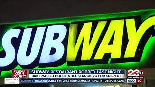 Local Subway restaurant robbed at gunpoint on Thursday