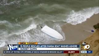 15 people rescued after panga boat washes ashore