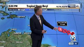 5 p.m. Thursday advisory for Tropical Storm Beryl