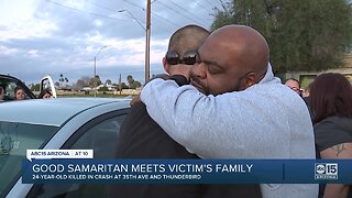 Deadly crash victim's father meets good Samaritan who held son in his final moments