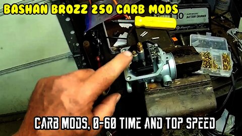 Carb removal, Jetting, adjust and test 0-60, top speed. Brozz 250 Chinese Motorcycles