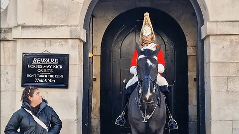 He gave her a look, she soon left 😆 😆 😆 🤣 😂 #horseguardsparade