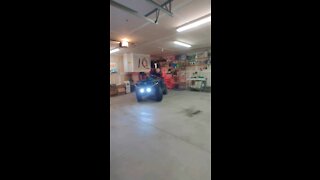 Dad's bored in the garage