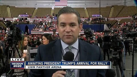 Awaiting President Trump's arrival for rally