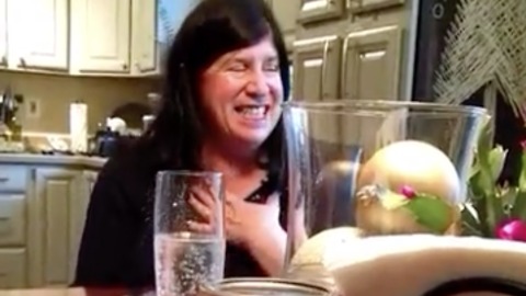 Inspiring reaction from soon-to-be grandma during pregnancy reveal