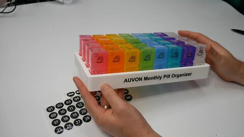 AUVON Monthly Pill Organizer with Free Smartphone Reminder App, 30 Day One Month Pill Box Case