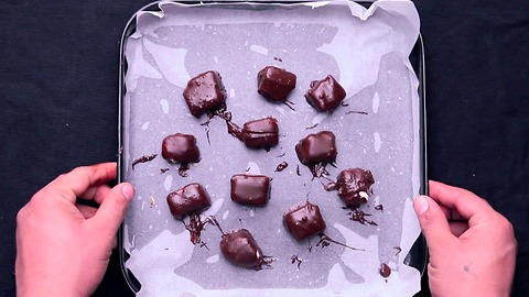 He smashed up some graham crackers and made these awesome dessert bites