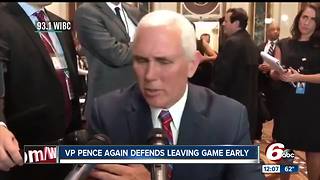 Vice President Mike Pence defends his decision to leave Indianapolis Colts game early