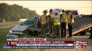 Injury crash on Creek Turnpike causing Eastbound lanes closed