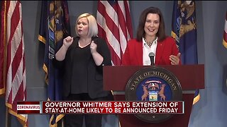 Gov. Whitmer says extension of stay-at-home likely to be announced Friday