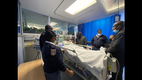 SAPS management visit Gauteng Flying Squad visit wounded police man