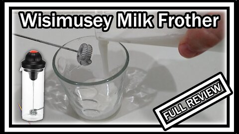 Wisimusey Milk Frother Whisk Mini Mixer With Glass Cup, FULL REVIW (Parts, Battery, Instructions)