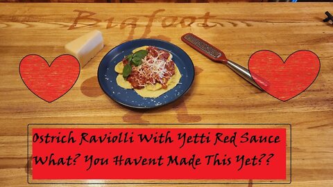 Ostrich Ravioli with Yetti Red Sauce!!! Homemade goodness in every bite!!!