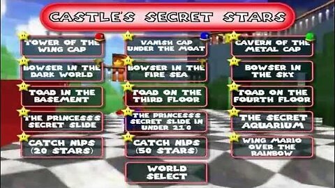 *Spoilers!* Castle's Secret Stars Menu - Super Mario 64 Walkthrough