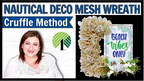 CRISS CROSS POOF Method Deco Mesh Wreath DIY Tutorial Mermaid Nautical  Summer Wreath 10 inch Mesh 