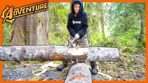 Fitting Logs in Place for Our Bushcraft Survival Log Cabin in the Woods