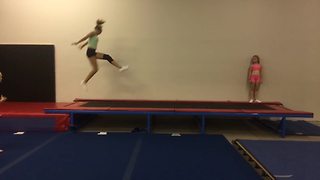 "A Trampoline Momentum: Girl Does Backflips, But Falls onto A Mat"