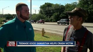 Teenage Good Samaritan helps crash victim