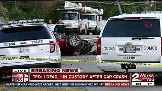 TPD: 1 dead, 1 in custody after west Tulsa crash
