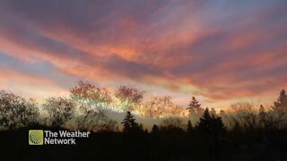 Sunrise goes from purple straight into orange