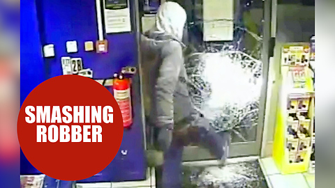 Robber smashed his way out of a petrol station