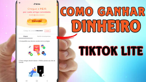 Tiktok Lite pagando para assistir vídeos ganhe 8 reais coloque esse código 👉 K18620609