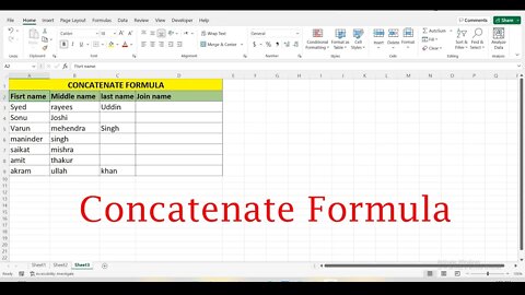 Join the Text Using Concatenate Formula in Excel