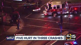 Five hurt in three crashes in Phoenix