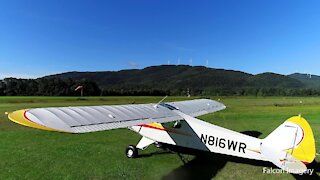 Landing Supercub at Plymouth NH Municipal Airport