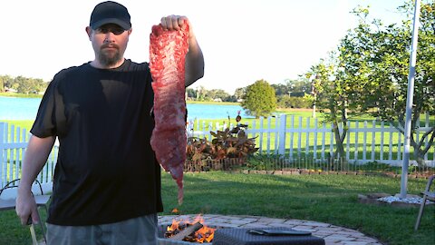 Skirt Steak Cooked Directly On Coals