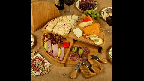 Picnic at Ascot Patented Bamboo Cheese/Charcuterie Set-Stores as a Compact