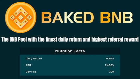 Baked BNB Miner | 6.67% BNB Daily On Your Stake