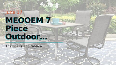 MEOOEM 7 Piece Outdoor Patio Dining Set, 6 Textilene Outdoor Dining Chairs with Metal Square Ta...