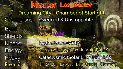 Destiny 2 Master Lost Sector: Dreaming City - Chamber of Starlight 5-3-22