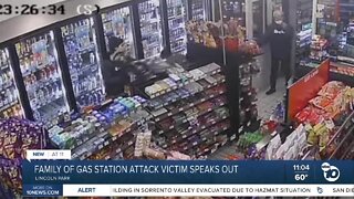 Family of gas station assault victim asks for public's help in finding attacker