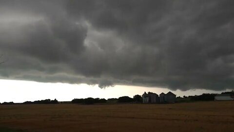 Ominous Storm Clouds & Lightning Show On The Prairie