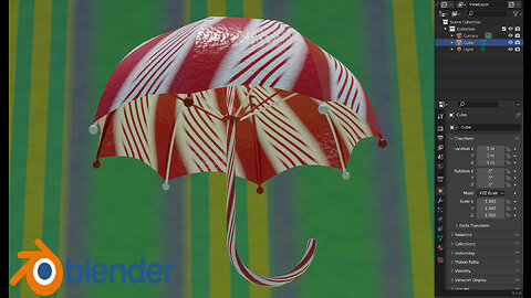 Modeling a candy cane with an umbrella on it in blender #14