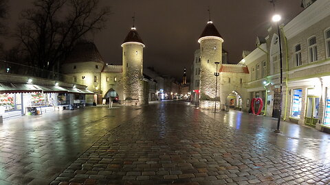 Cloudy Old Town at Night