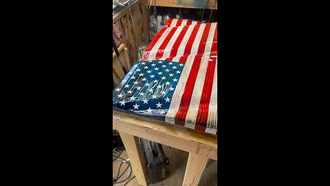 Epoxy Waving Wooden American Flag