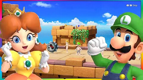 Super Mario Party - Just Get Over It Minigame - Luigi Daisy VS Mario Peach