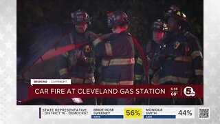 Car catches on fire at Cleveland gas station