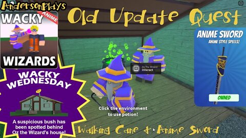 AndersonPlays Roblox Wacky Wizards 👴🏽OLD UPDATE👴🏽 - Walking Cane and Anime Sword New Ingredients