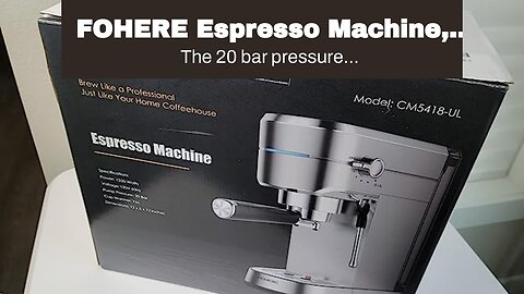FOHERE Espresso Machine, 20 Bar Espresso and Cappuccino Maker with Milk Frother Steam Wand, Pro...