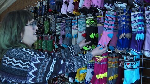 At The Purple Doorknob in Ellicottville they sell only socks and nothing but socks