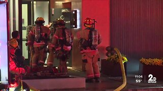 Car catches fire in underground parking garage in Towson