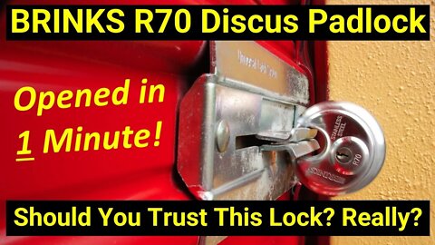 🔒Lock Picking ● Can You Trust a Brinks R70 Discus Padlock for Storage Units? ● Raked Open 1 Minute