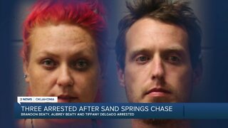 Three arrested in Sand Springs police chase