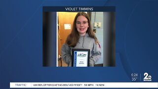Violet Timmins is the April 2022 winner of the Chick-fil-A Everyday Heroes award